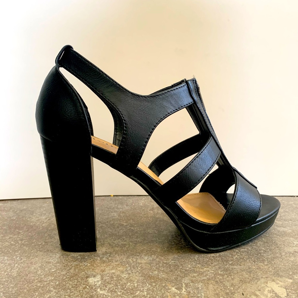 "Work to Play" Black Heeled Sandals